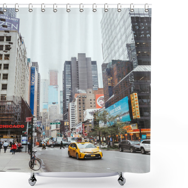 Personality  TIMES SQUARE, NEW YORK, USA - OCTOBER 8, 2018: Urban Scene With Crowded Times Square In New York, Usa Shower Curtains