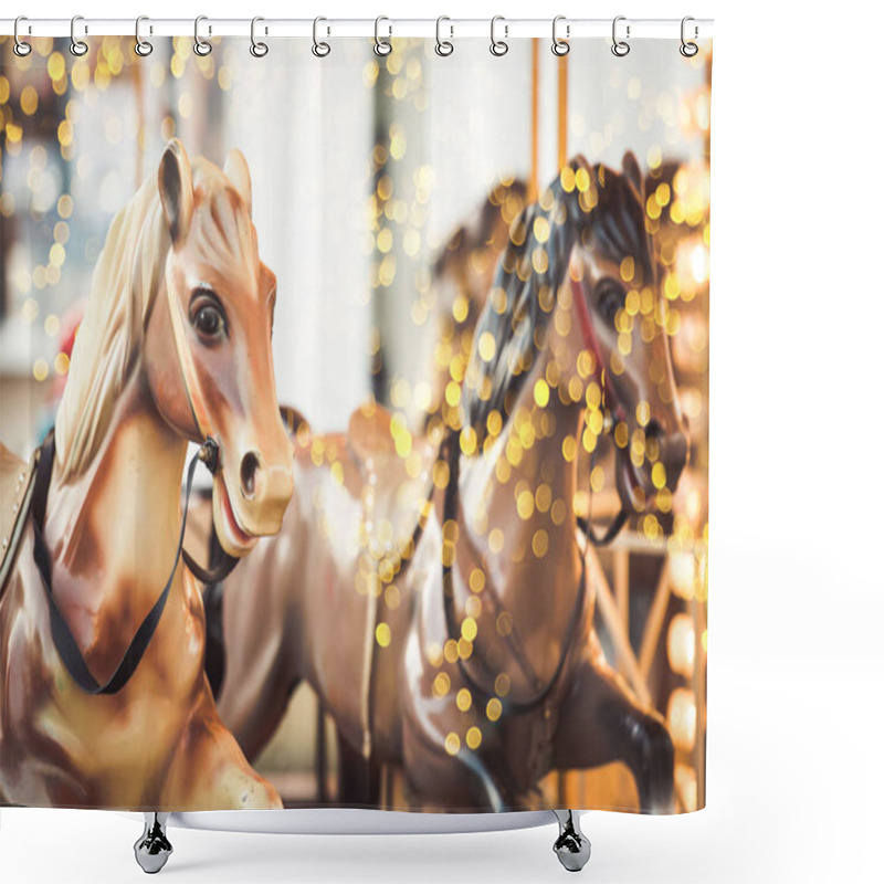 Personality  Merry Go Round Christmas Lights Background Shower Curtains