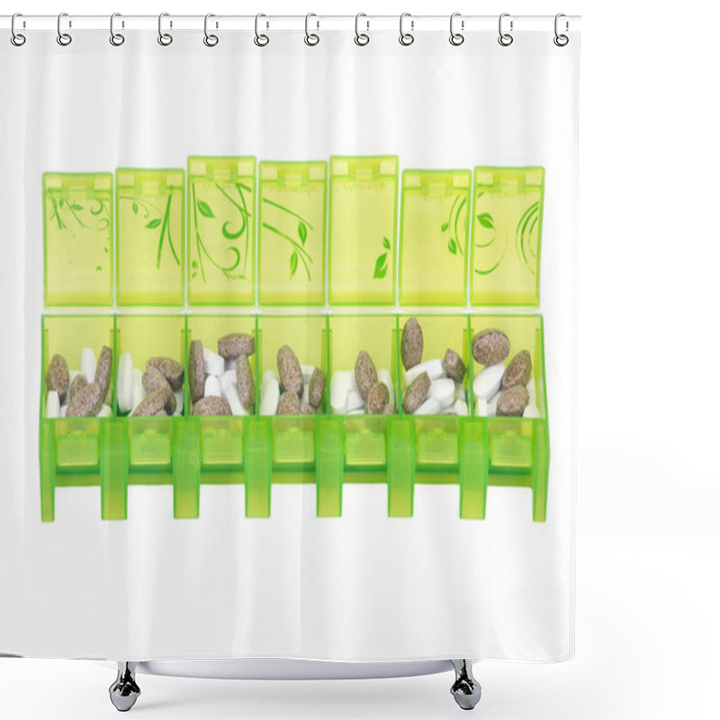 Personality  Green Weekly Pill Organizer Shower Curtains