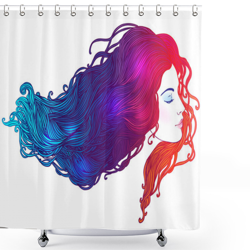 Personality  Beautiful Girl With Dyed Hair Shower Curtains