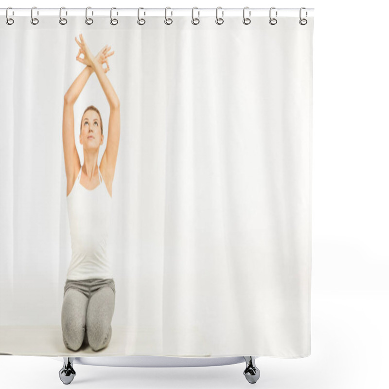 Personality  Woman Practicing Yoga Shower Curtains