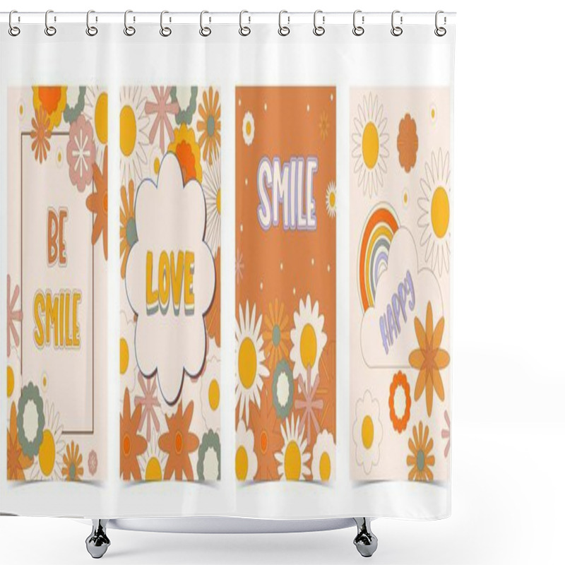 Personality  Retro 70s And 80s Teenager Background Design In Pop And Groovy Style Shower Curtains