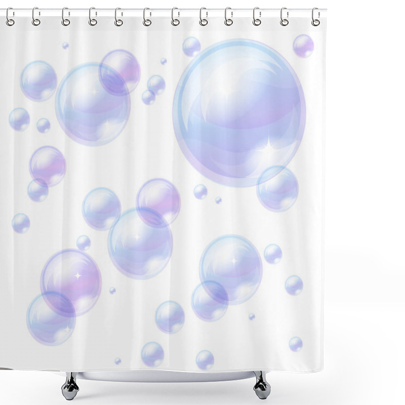 Personality  Blue Bubbles Background, Vector Image Shower Curtains