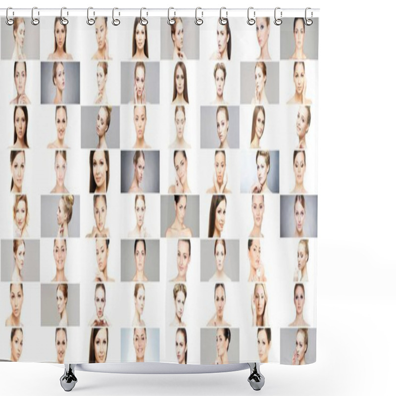 Personality  Collage Of Female Portraits Shower Curtains