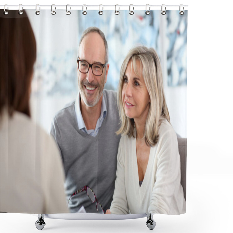 Personality  Senior Couple And Financial Adviser Shower Curtains