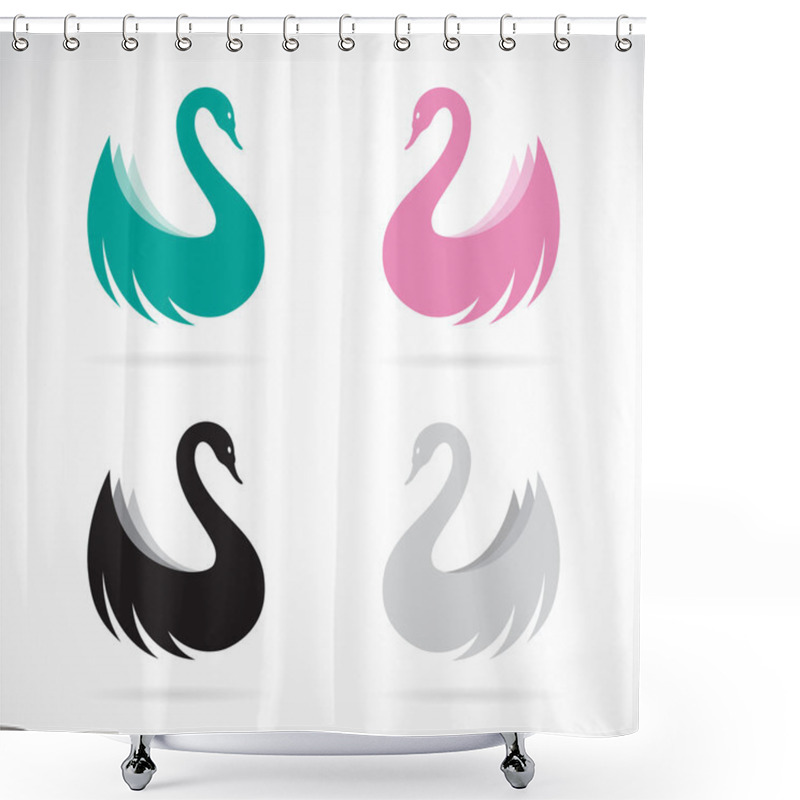 Personality  Vector Images Of Swan Design On A White Background. Shower Curtains