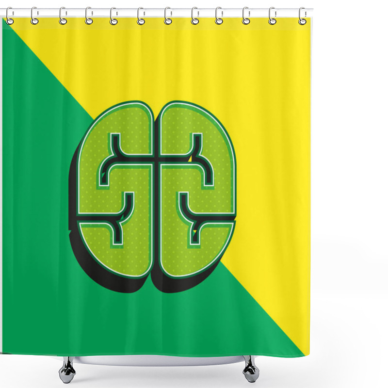 Personality  Brain Green And Yellow Modern 3d Vector Icon Logo Shower Curtains