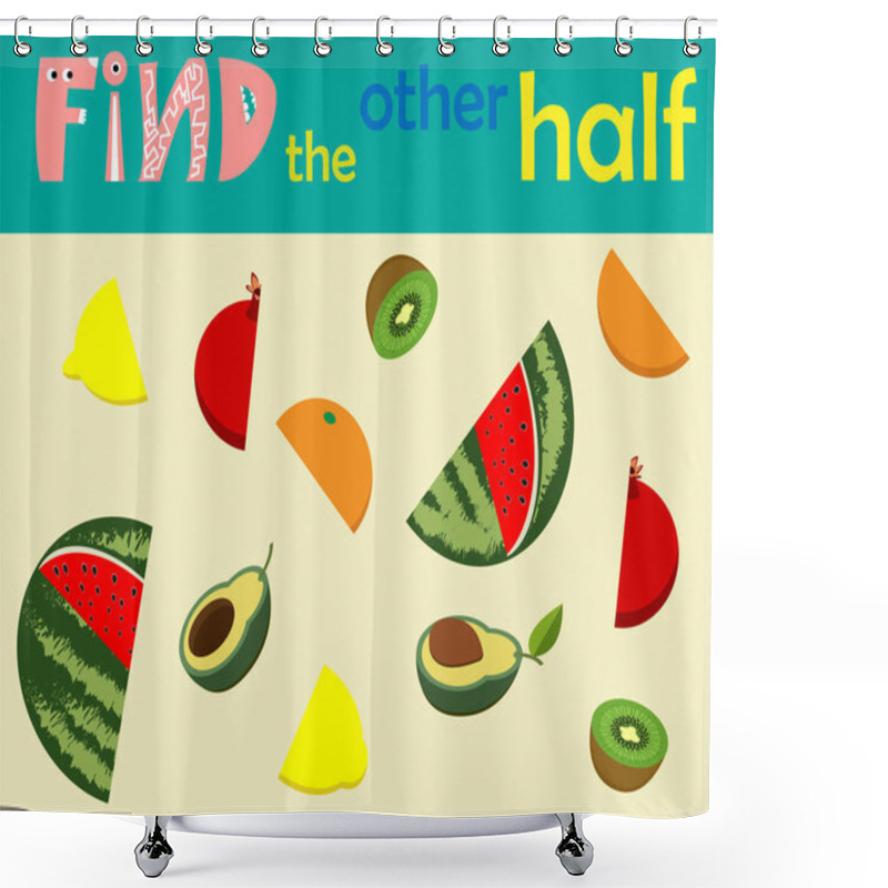 Personality  A Game For Kids To Develop Logic. Pick Up The Second Half. Vector Illustration. Shower Curtains