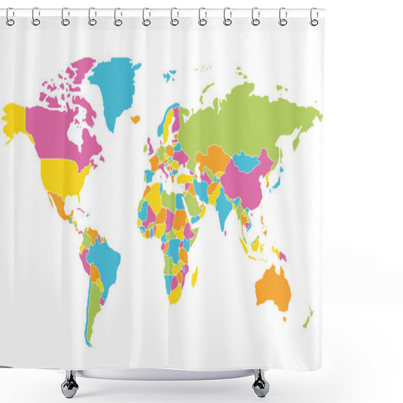 Personality  Minimalist World Map With Rounded Borders Shower Curtains