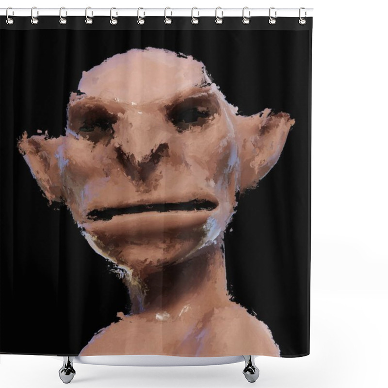 Personality  Digital Painting Of A Creepy Creature, Based On Own 3D Rendering, No Model Release Or Property Release Required Shower Curtains