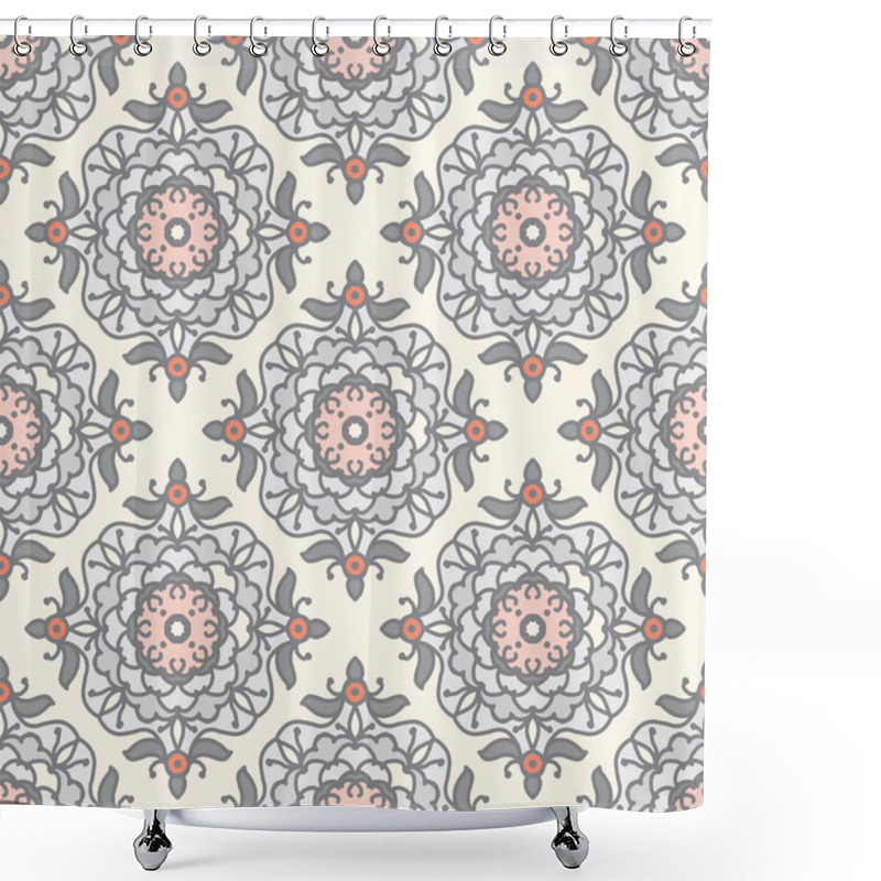 Personality  Floral And Geometrical Ornament In Pastel Tones Shower Curtains