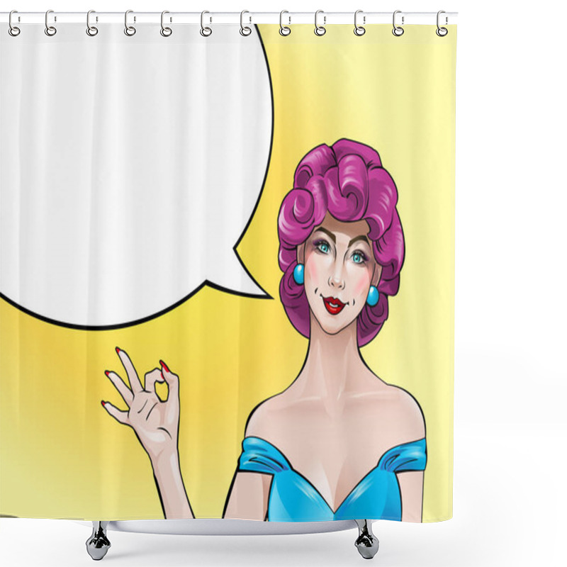 Personality  Illustration Pop Art Girl Shower Curtains