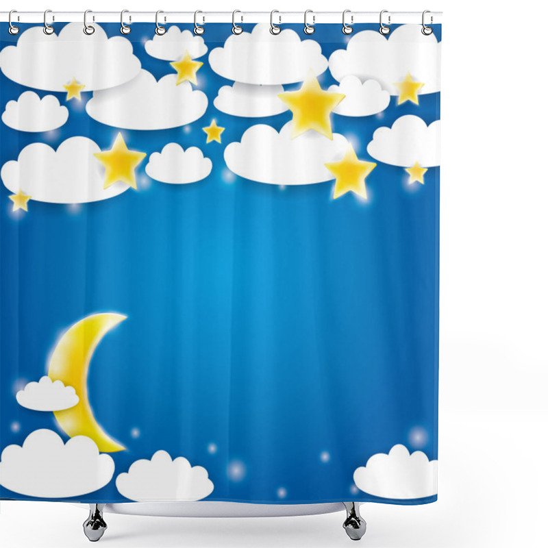 Personality  White Clouds, Stars And Moon Shower Curtains