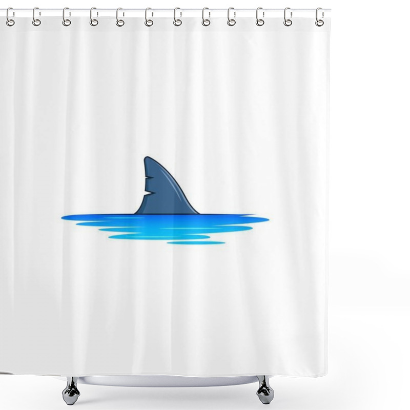 Personality  Shark Fin Logo Isolated Vector Graphics Shower Curtains