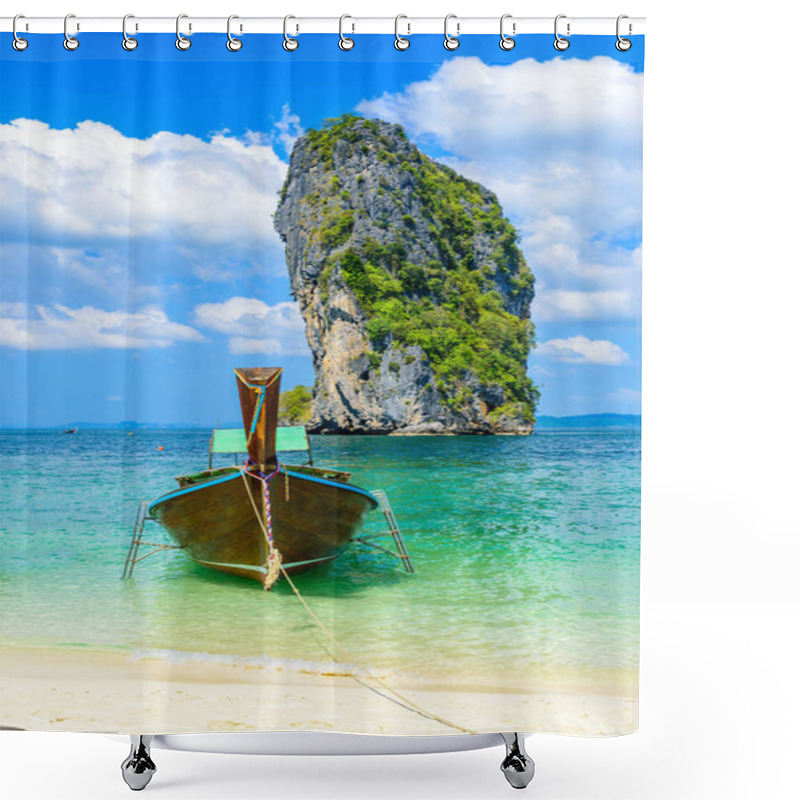 Personality  Poda Island - Paradise Beach In Tropical Scenery - Near Ao Nang, Ao Phra Nang Bay, Krabi, Thailand. Shower Curtains