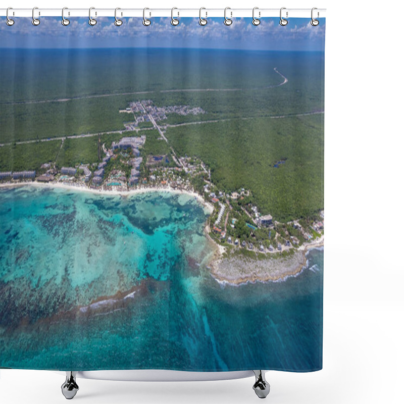 Personality  Drone View Of Akumal Bay, Riviera Maya, Mexico Shower Curtains