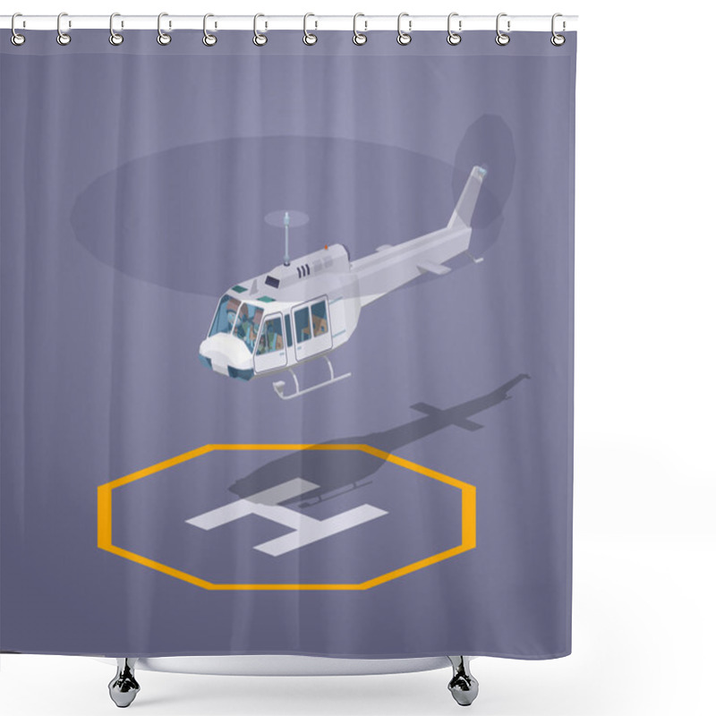 Personality  Low Poly Heli Pad Shower Curtains