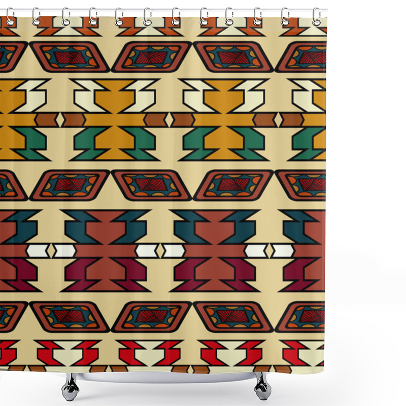 Personality  Abstract Ethnic Aztec Pattern. Vector Illustration. Shower Curtains