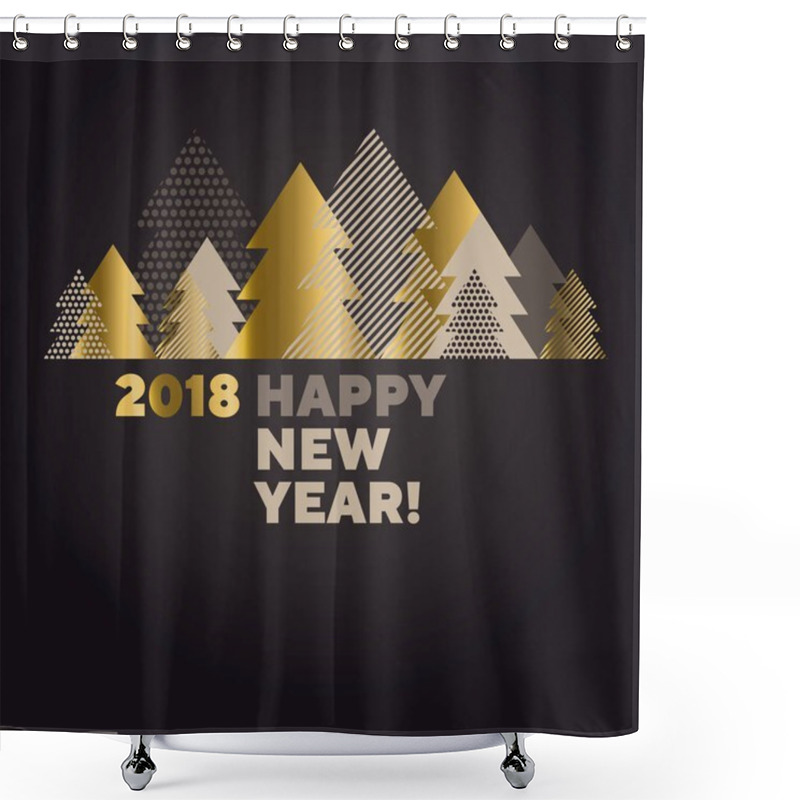 Personality  Luxury Black And Gold Abstract Xmas Tree Pattern. Elegant Simple Decor For Surface Design, Poster, Header, Card, Invitation. New Year Party Poster. Shower Curtains