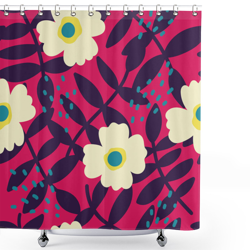 Personality  Seamless Texture With Flowers, Leaves And Abstract Strokes Shower Curtains