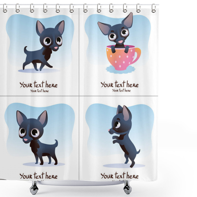 Personality  Set Of Cut Dog: Chihuahua Shower Curtains