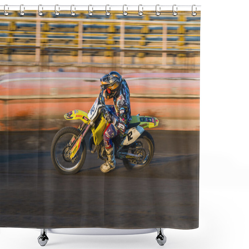 Personality  Unknown Rider Overcomes The Track Shower Curtains