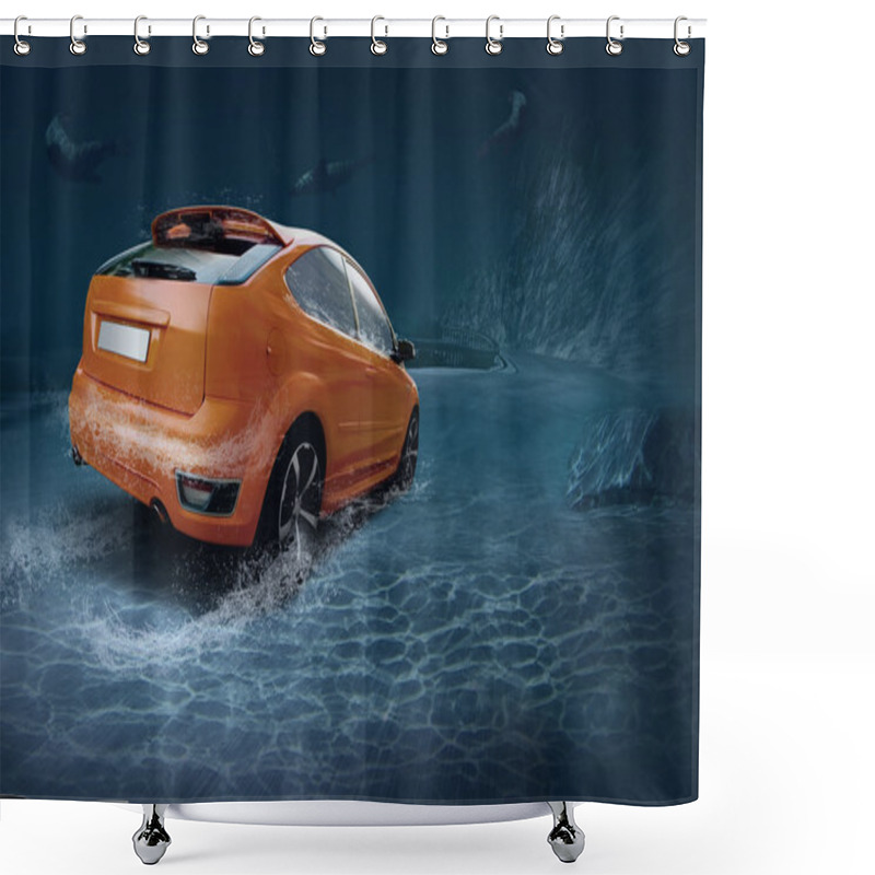 Personality  Motions Car In Underwater Ocean Life Shower Curtains