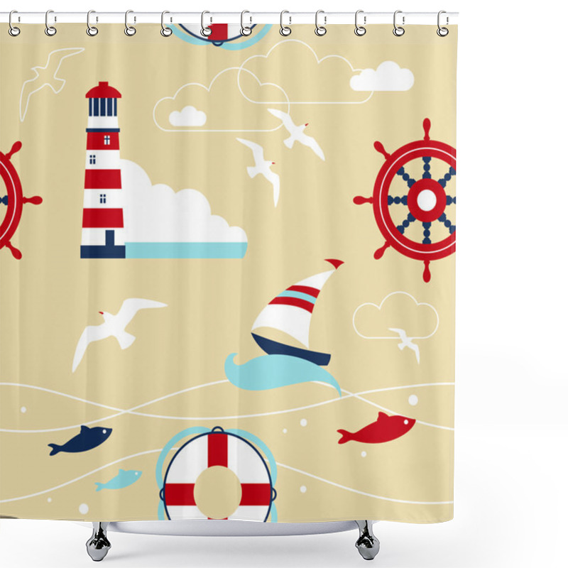 Personality  Sea Seamless Pattern Shower Curtains