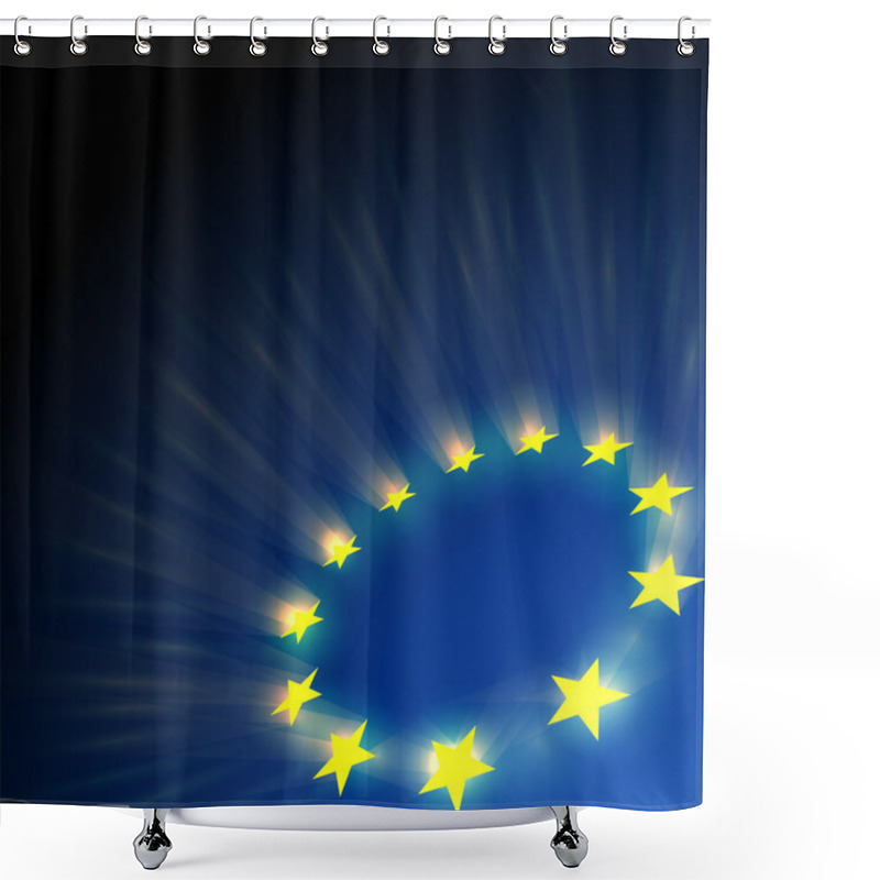 Personality  European Union Stars Glare On Dark Blue Background. Shower Curtains