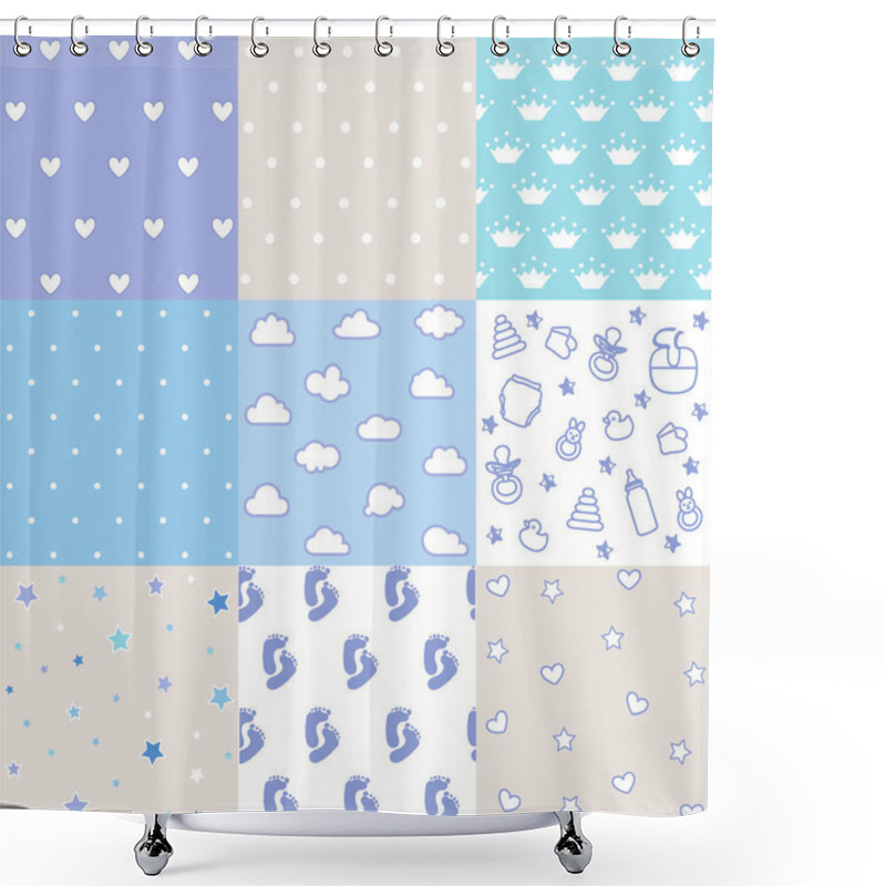 Personality  Set Of Baby Patterns. Seamless  Pattern Vector.  Design Elements. Shower Curtains