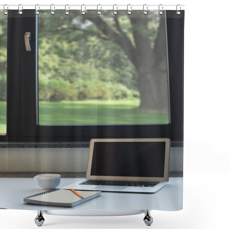 Personality  Desk At Home Office Shower Curtains