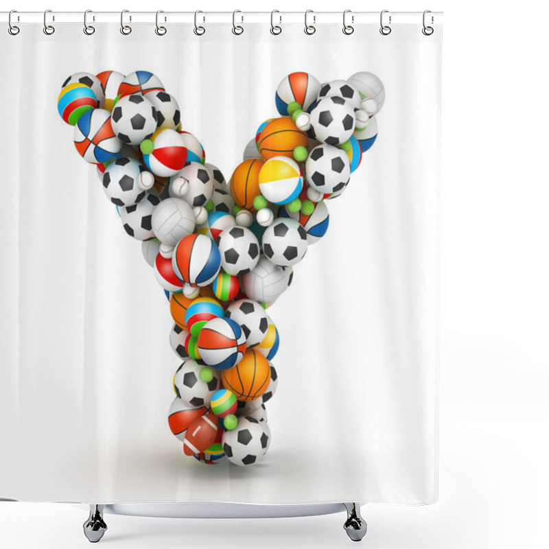 Personality  Letter Y, Gaming Balls Alphabet Shower Curtains