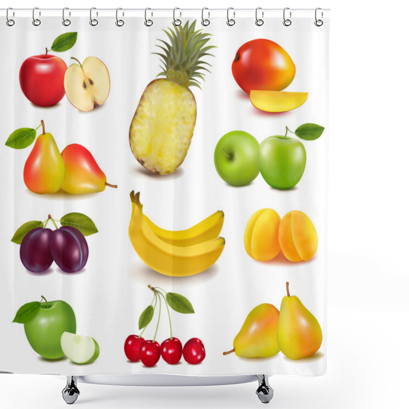 Personality  Big Group Of Different Fruit. Vector. Shower Curtains