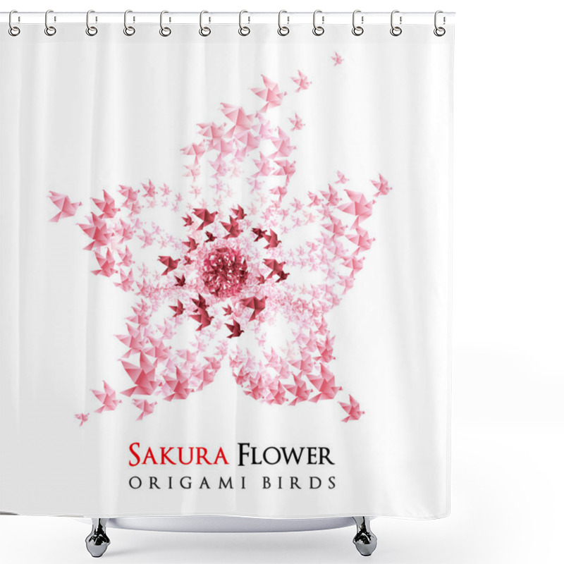 Personality  Flower Origami Shaped From Flying Birds Shower Curtains