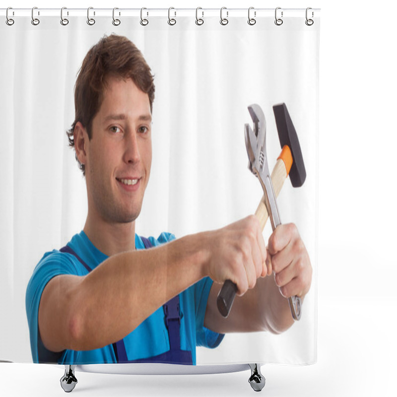 Personality  Man With Tools Shower Curtains