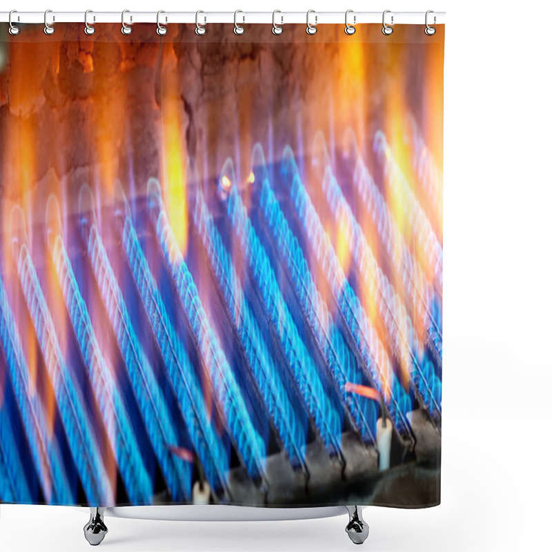 Personality  The Fire Burns From A Gas Burner. Blue Flame When Burning Gas. Shower Curtains