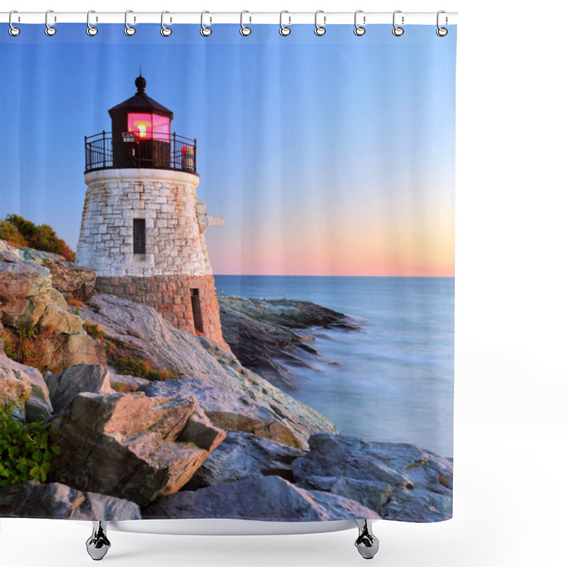 Personality  Lighthouse At Sunset Shower Curtains