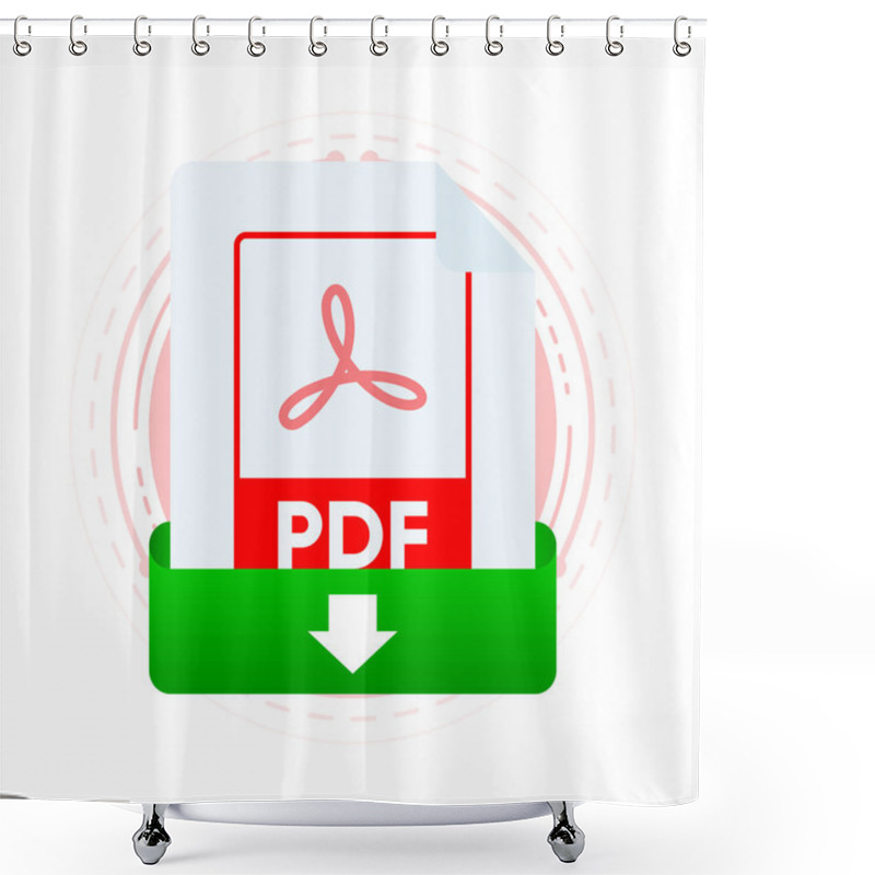 Personality  Download PDF File With Label On Laptop Screen. Downloading Document Concept. View, Read, Download PDF File On Laptops And Mobile Devices. Vector Illustration Shower Curtains