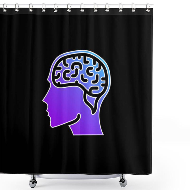 Personality  Brain Blue Gradient Vector Icon Shower Curtains