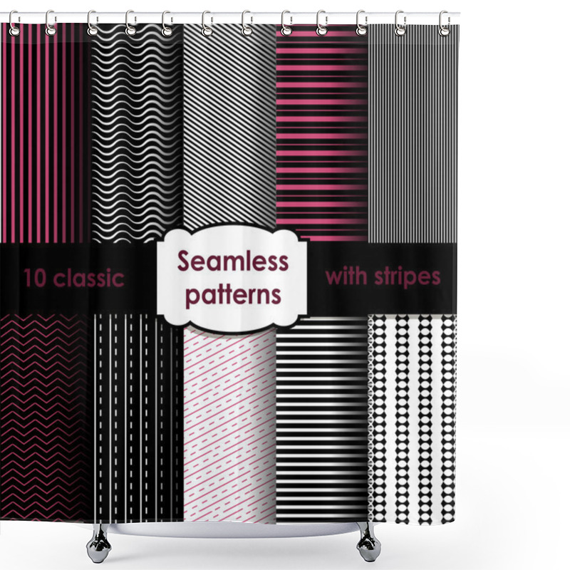 Personality  Set Of Classic Seamless Striped Patterns Shower Curtains