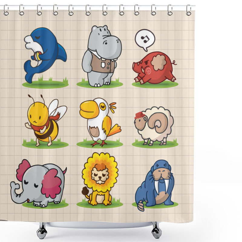 Personality  Cute Cartoon Animals Shower Curtains