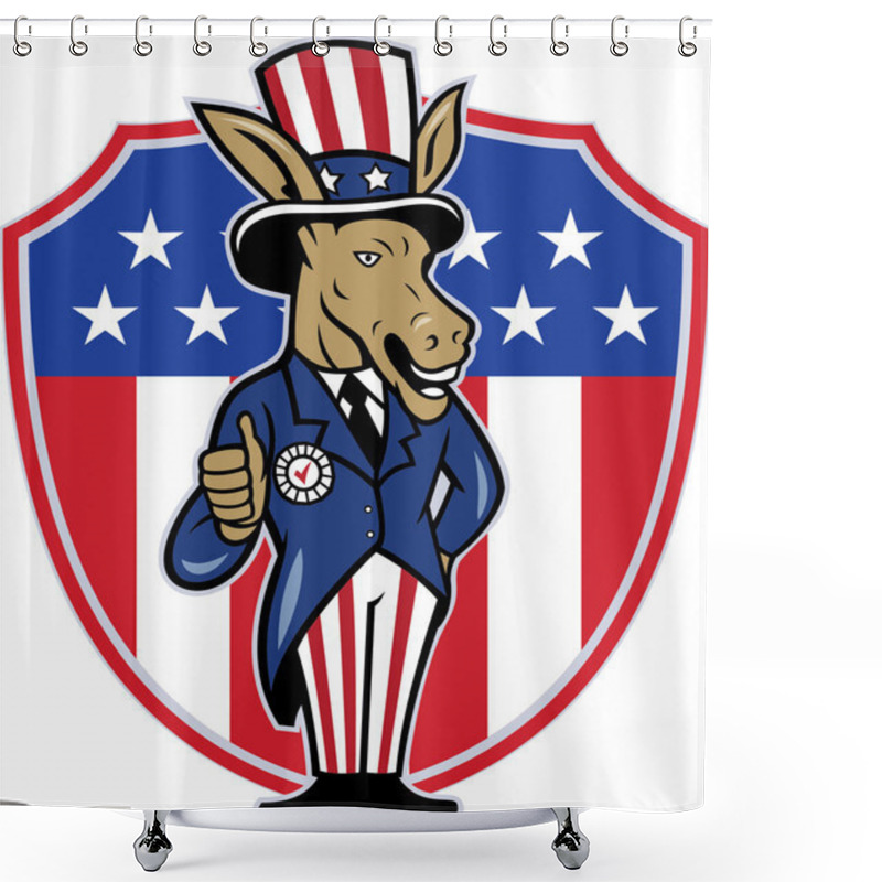 Personality  Democrat Donkey Mascot Thumbs Up Flag Shower Curtains