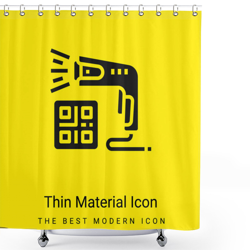 Personality  Barcode Scanner Minimal Bright Yellow Material Icon Shower Curtains