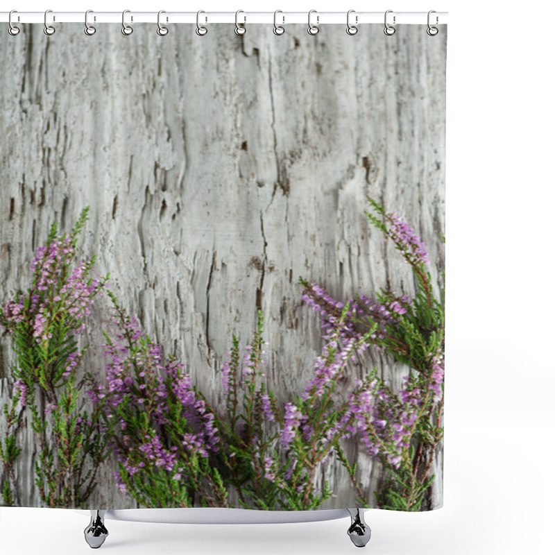 Personality  Heather On The Old Wooden Background Shower Curtains