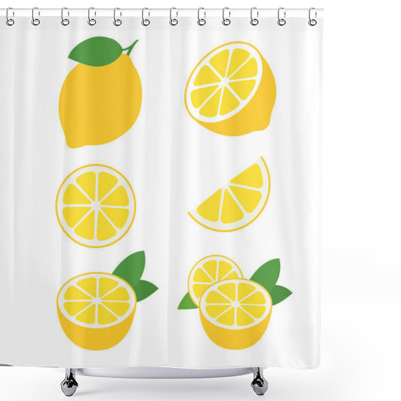 Personality  Resh Lemon Fruits Collection Of Vector Illustrations Shower Curtains