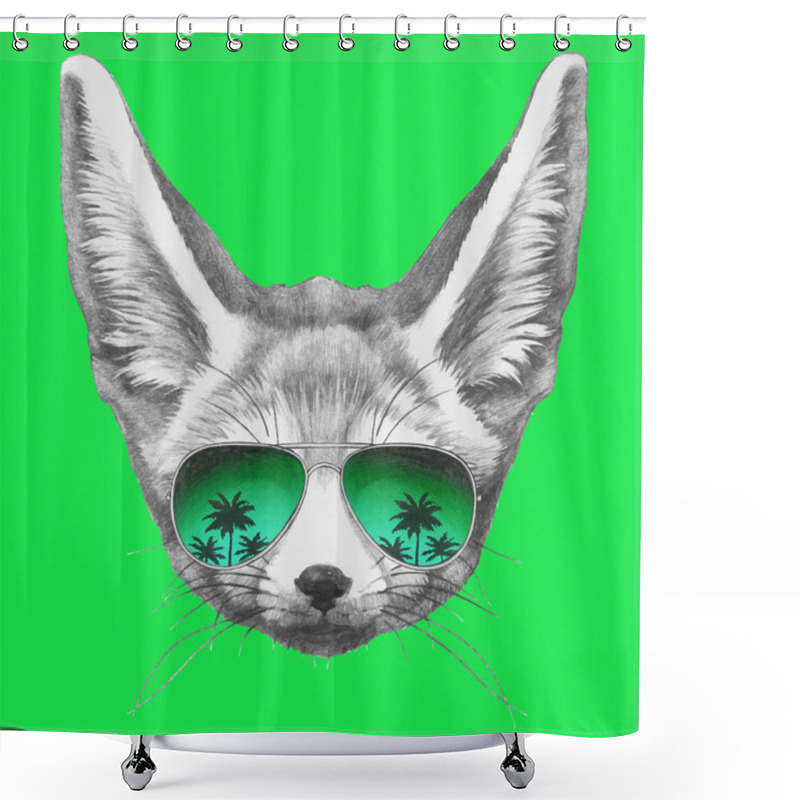 Personality  Fennec Fox With Mirror Sunglasses Shower Curtains