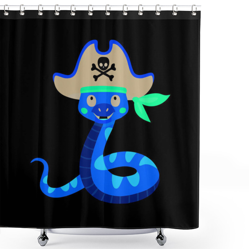 Personality  Cute Snake With Pirate Hat Shower Curtains