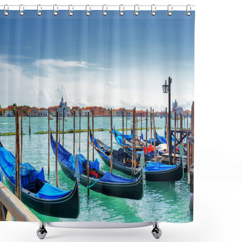 Personality  Gondolas Parked Beside The Riva Degli Schiavoni, Venice, Italy Shower Curtains