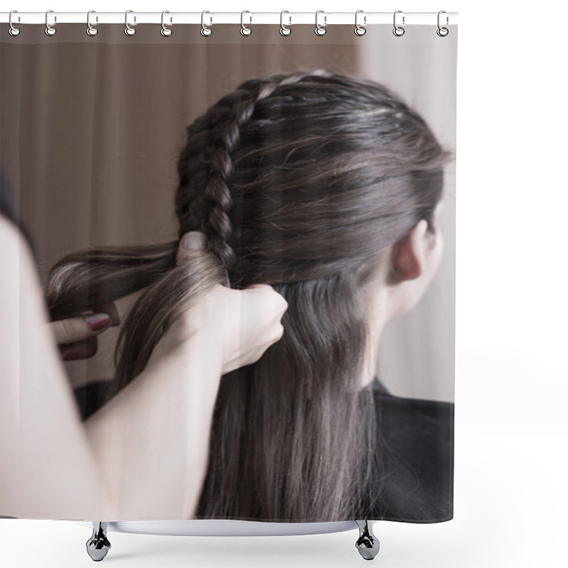 Personality  Hairdresser Making A Dutch Braid Shower Curtains