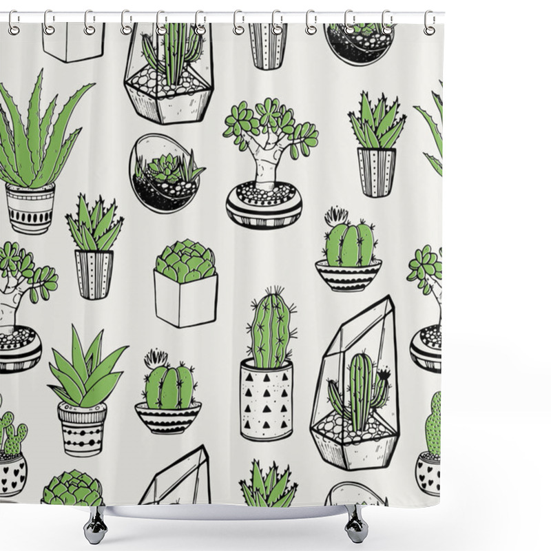 Personality   Pattern With Cacti And Succulents Shower Curtains